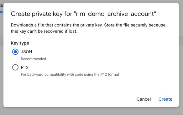 Create Service Account Key