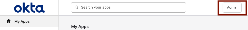 Okta Admin button