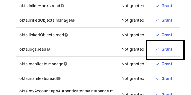 Okta API grant