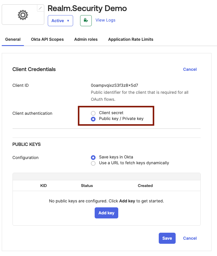 Okta Select Public Private Key