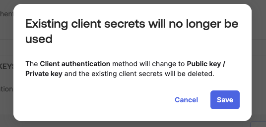 Okta Save key confirmation