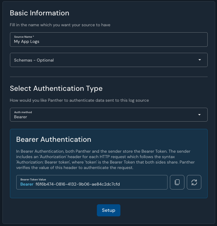 HTTP log source configuration options