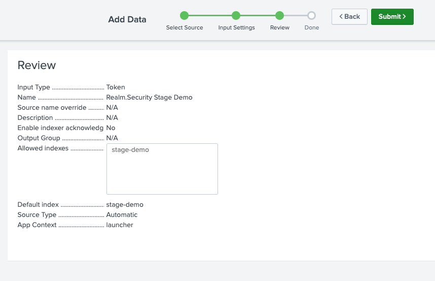 Splunk Review add data form